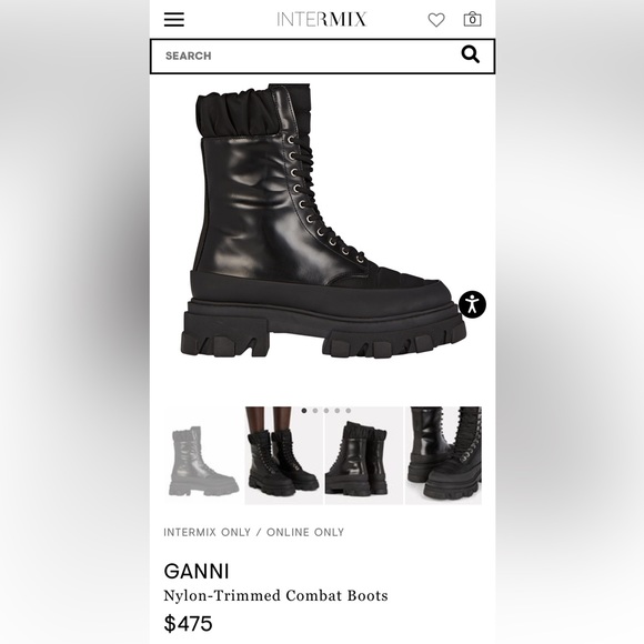 NEW | GANNI Nylon-Trimmed Combat Boots - Picture 9 of 14